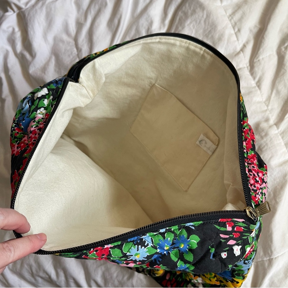 Valerie Barad Vintage Quilted Floral Bag Purse Black with Colorful Flowers - Picture 5 of 6